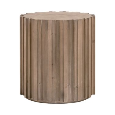 Bella Antique Roma End Table In Smoke Gray Pine
