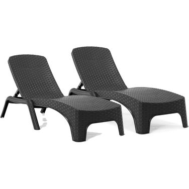 Roma Set of 2 Chaise Lounger In Anthracite