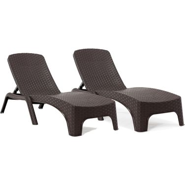 Roma Set of 2 Chaise Lounger In Brown