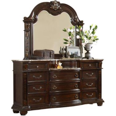 Roma Traditional Style Mirror Made With Wood In Dark Walnut