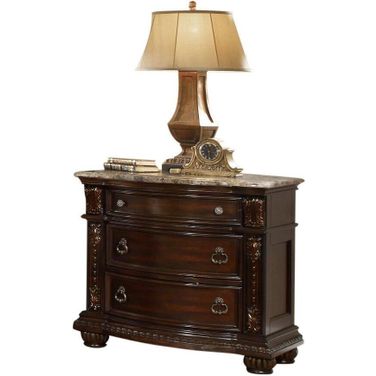 Roma Traditional Style Nightstand Made With Wood In Dark Walnut