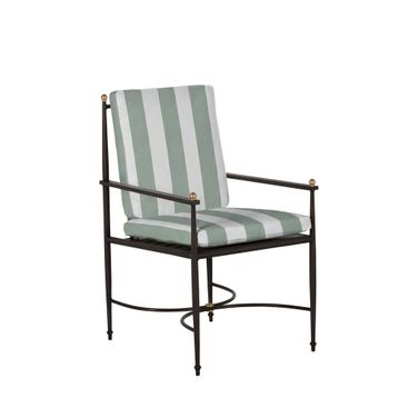 Roma Wrought Aluminum Outdoor Arm Chair In Cabana Mist Stripe