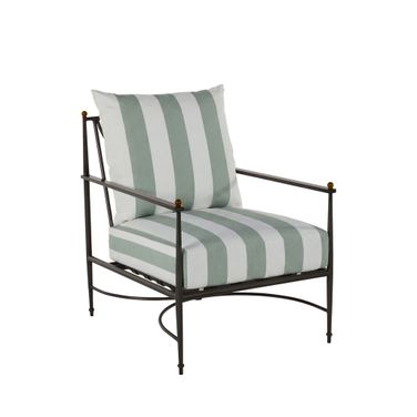 Roma Wrought Aluminum Outdoor Lounge Chair In Cabana Mist Stripe