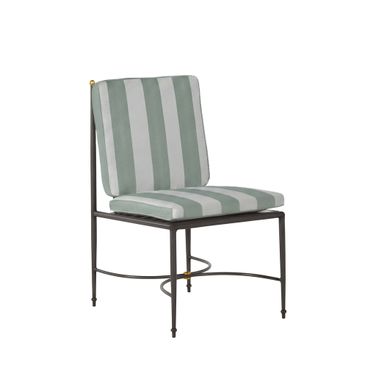 Roma Wrought Aluminum Outdoor Side Chair In Cabana Mist Stripe