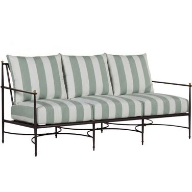 Roma Wrought Aluminum Outdoor Sofa In Cabana Mist Stripe