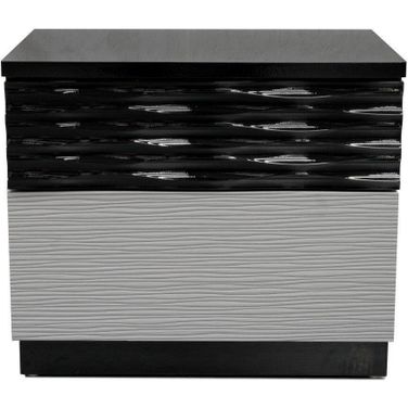 Romania 2 Drawer Poplar Wood Bedroom Nightstand In Black And Zebra