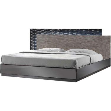 Romania Poplar Wood California King Platform Bed In Black And Zebra Gray