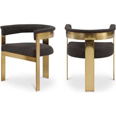 Romeo Boucle Fabric Dining Chair Set of 2 In Brown