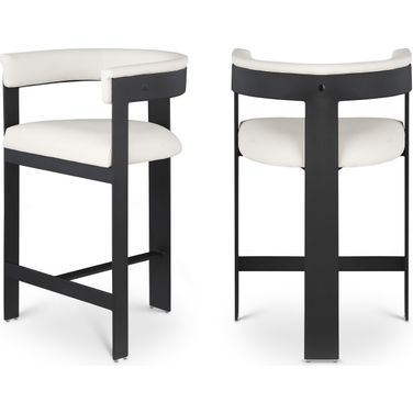 Romeo Vegan Leather Counter Stool Set of 2 In Cream/Matte Black