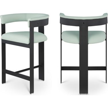 Romeo Vegan Leather Counter Stool Set of 2 In Green