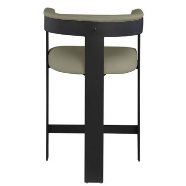 Romeo Vegan Leather Counter Stool Set of 2 In Olive Green and Black