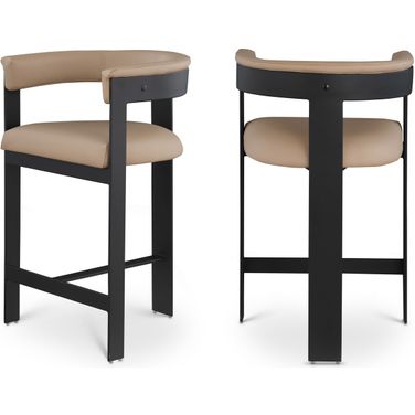 Romeo Vegan Leather Counter Stool Set of 2 In Tan
