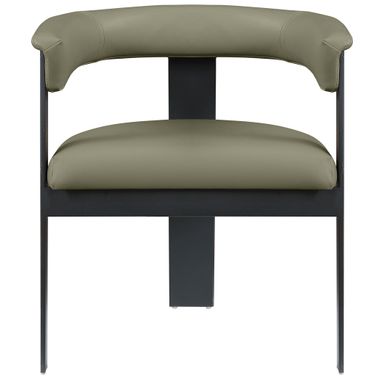 Romeo Vegan Leather Dining Chair Set of 2 In Olive Green and Black