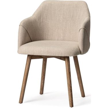 Ronald Ii Cream Fabric Wrap Brown Wooden Base Dining Chair
