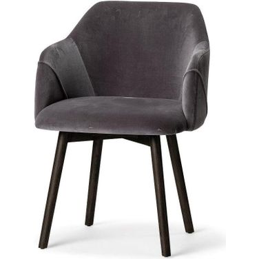 Ronald Ii Grey Velvet Wrap Black Wooden Base Dining Chair