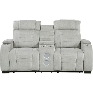 Ronan Double Reclining Loveseat with Center Console and Cup holders In Gray