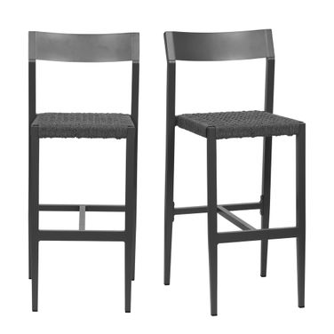 Ronan Outdoor Barstool Set of 2 In Gray