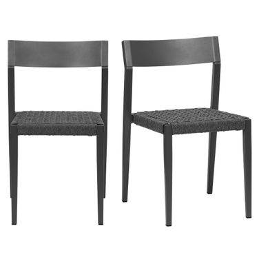 Ronan Stackable Outdoor Side Chair Set of 2 In Gray