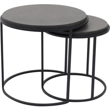 Roost Modern Black 2 Piece Round Nesting Table