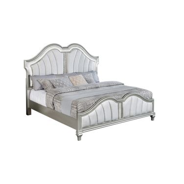 Rory Acacia Wood LED Queen Panel Bed in Silver