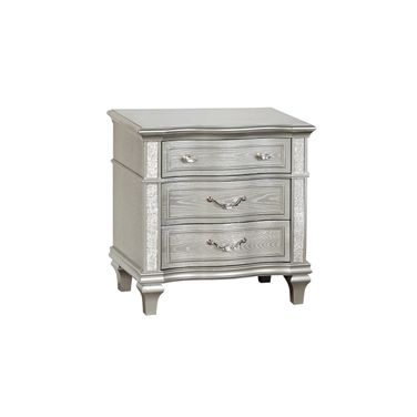 Rory Acacia Wood Nightstand in Silver