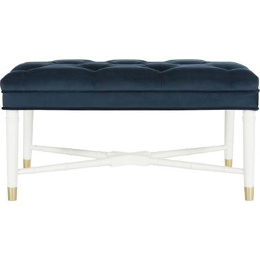 Rory Navy and White Tufted Bench