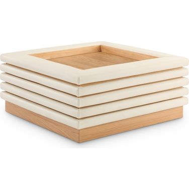 Rory Vegan Leather Square Coffee Table In Cream/Natural