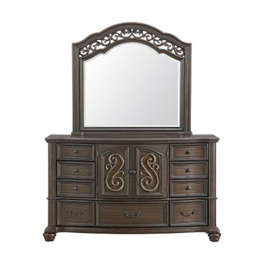Rosalinda Dresser and Mirror Set In Mahogany