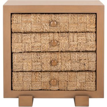 Rosario Woven Wood Nightstand In Natural and Dark Brown