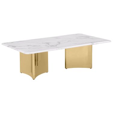 Rosauria Marble Rectangular Coffee Table in White and Gold