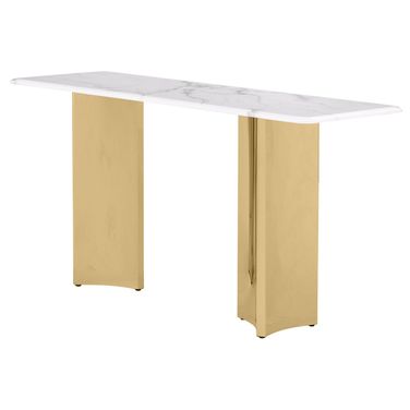 Rosauria Marble Rectangular Console Table in White and Gold