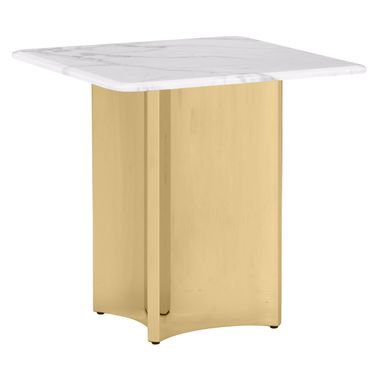 Rosauria Marble Square End Table in White and Gold