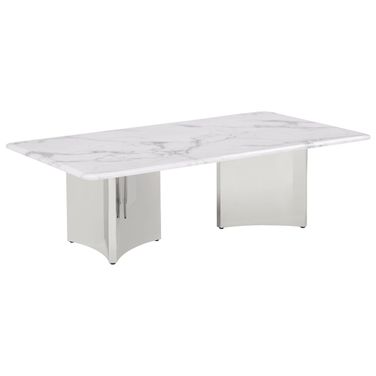 Rosauria Rectangular Coffee Table in White and Silver
