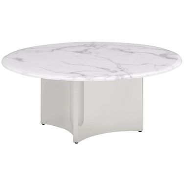 Rosauria Round Coffee Table in White and Silver