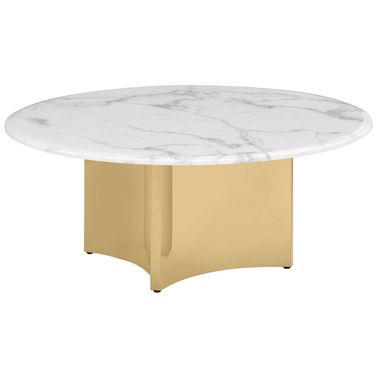 Rosauria Round Marble Coffee Table in White and Gold
