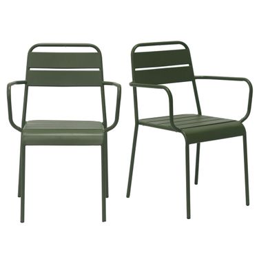 Rosco Stackable Outdoor Armchair Set of 2 In Dark Green