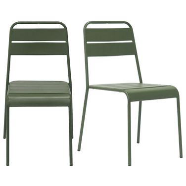 Rosco Stackable Outdoor Side Chair Set of 2 In Dark Green