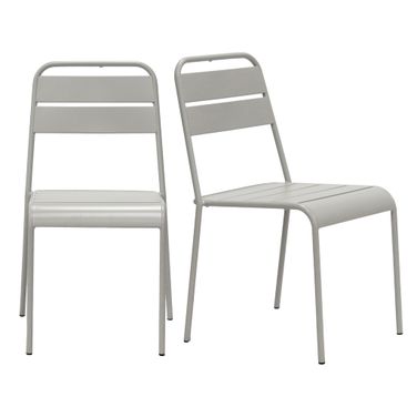 Rosco Stackable Outdoor Side Chair Set of 2 In Oyster Gray