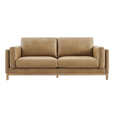 Roscoe 81 Inch Vegan Leather Sofa In Toast