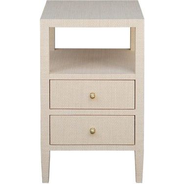 Roscoe Natural Grasscloth 2 Drawers Side Table