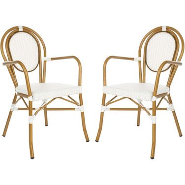 Rosen White French Bistro Arm Chair Set of 2