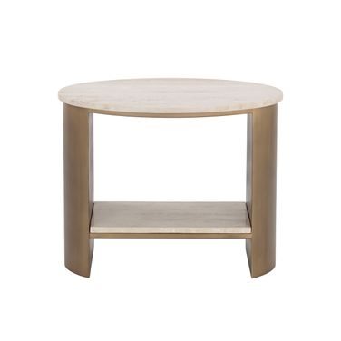 Roshni Side Table In Natural and Antique Gold