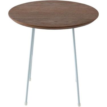 Rossmore White Base Side Table With Walnut Top