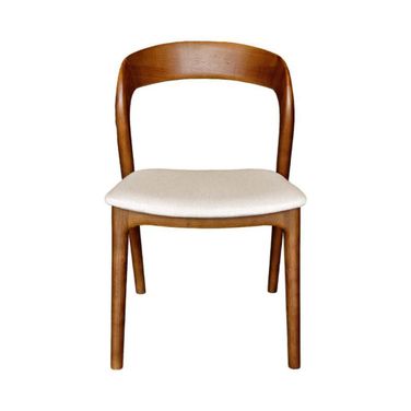 Rotondo Dining Chair Set of 2 In Walnut and Cream