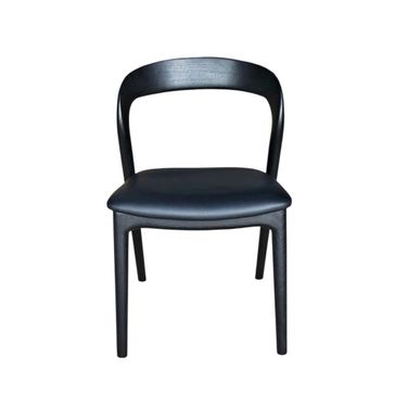 Rotondo Dining Chair with PU Seat Set of 2 In Black