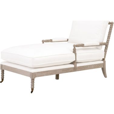 Stitch and Hand Rouleau Chaise Lounge In Peyton Pearl and Natural Gray