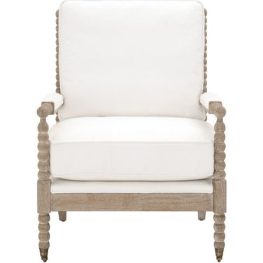Stitch and Hand Rouleau Club Chair In Peyton Pearl and Natural Gray