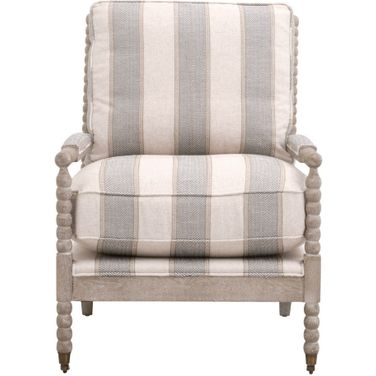 Stitch and Hand Rouleau Club Chair In Pewter and Natural Gray
