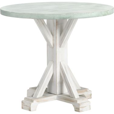 Round Accent/End Table In Blue and White