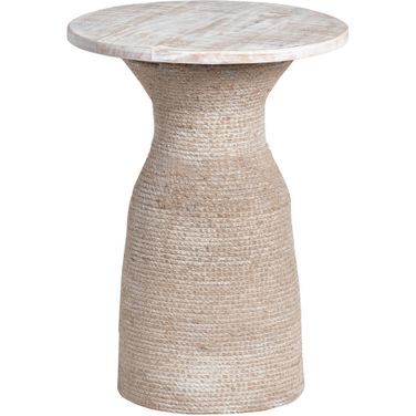 Round Accent/End Table In Tan and White